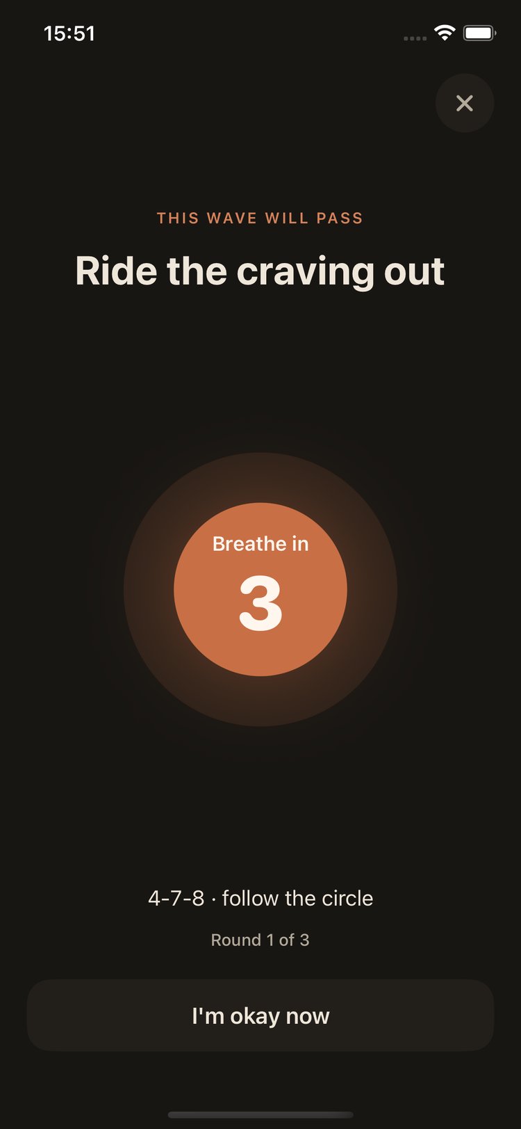 Craving support — guided 4-7-8 breathing