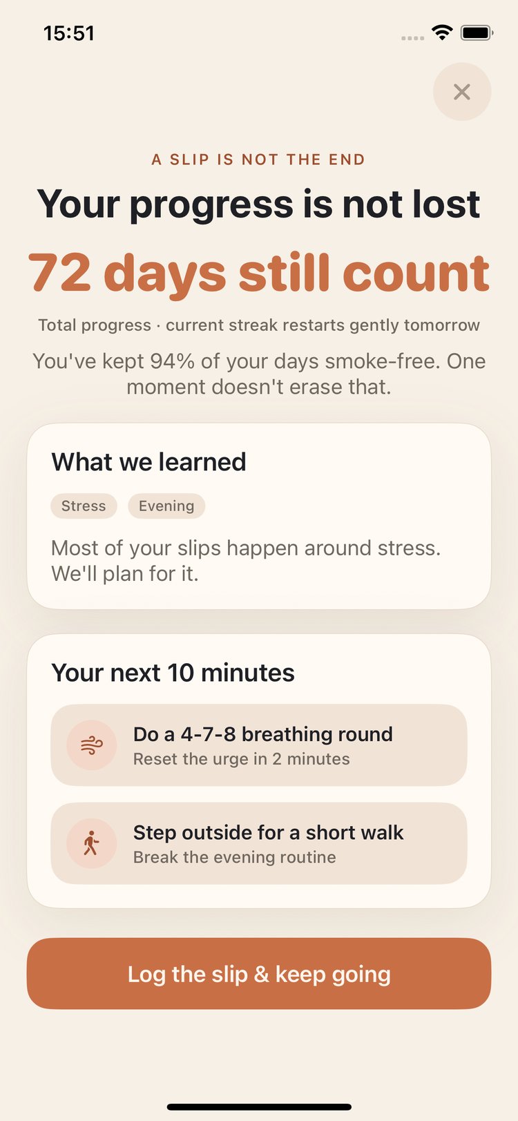A slip is not the end — your progress is not lost